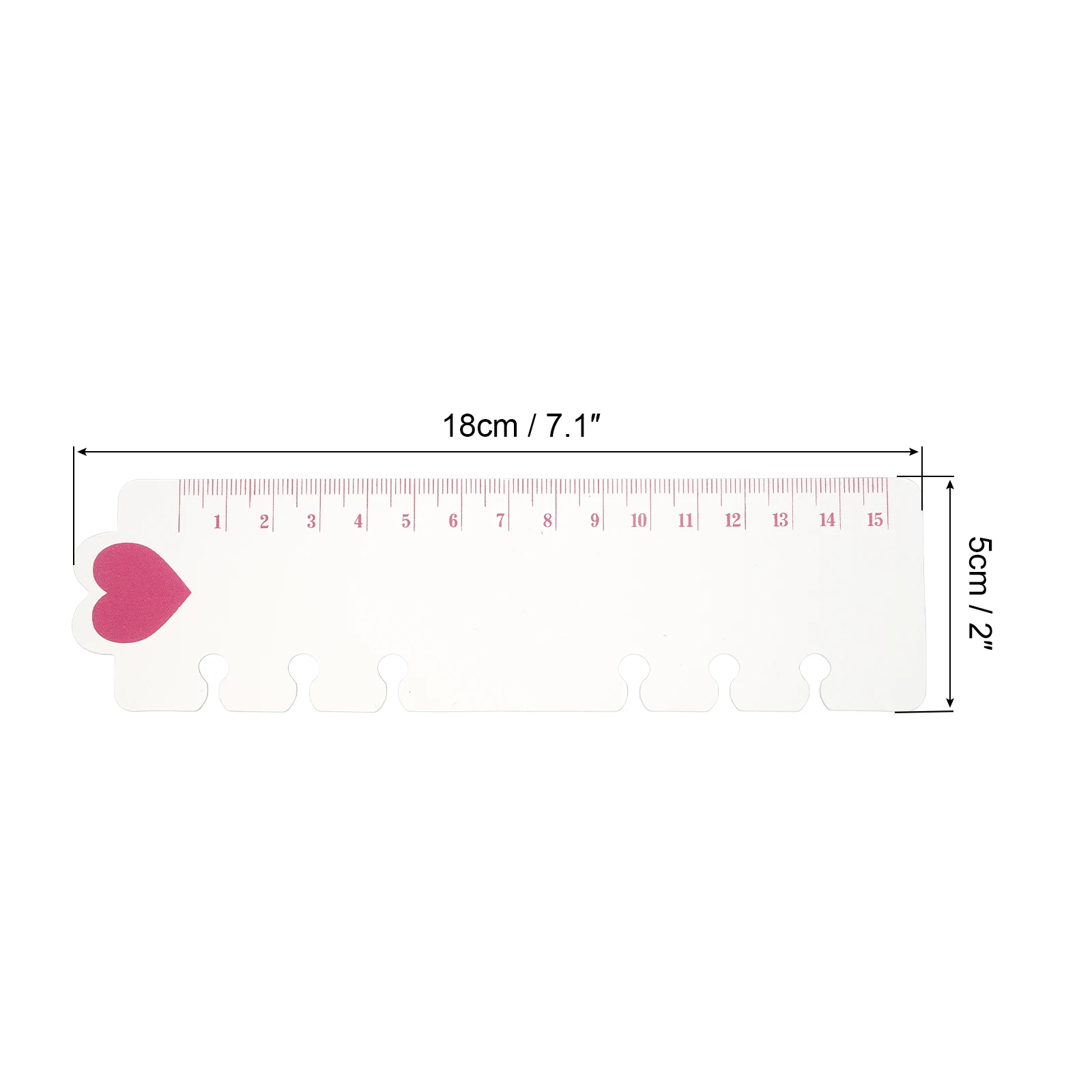 10Pc Bookmark Ruler Snap-in Ruler Page Marker Book Mark Measuring Tools Drawing Tool for 6-Hole Binder Notebook Pink Heart Shape