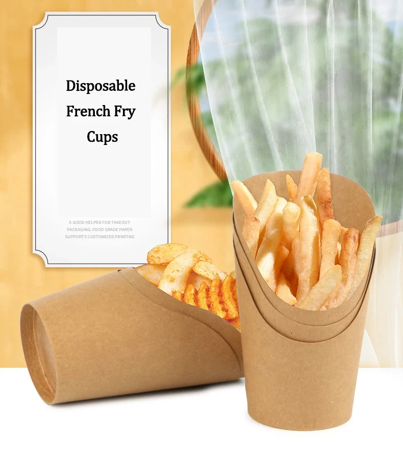 50/100PCS Disposable Kraft Paper French Fry Cups, Potato Chips Holder, Charcuterie Snac... - SKU PFFC1127 - UGI Packaging