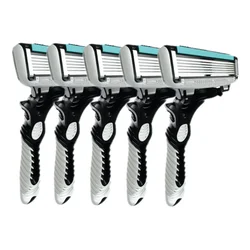 Premium Manual Razor with 6 - Layer Blades for Smooth & Comfortable Shaving (5pcs)