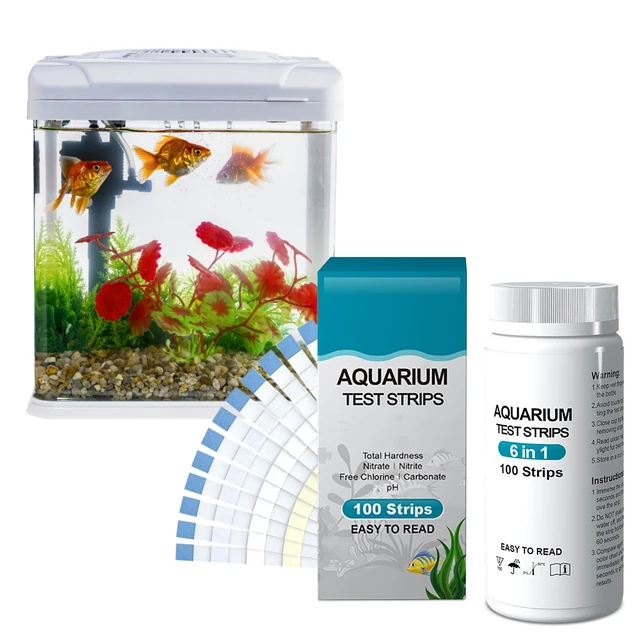 7 en 1 Bandelettes Test Aquarium, 100 Pièces Kit de Test d'eau