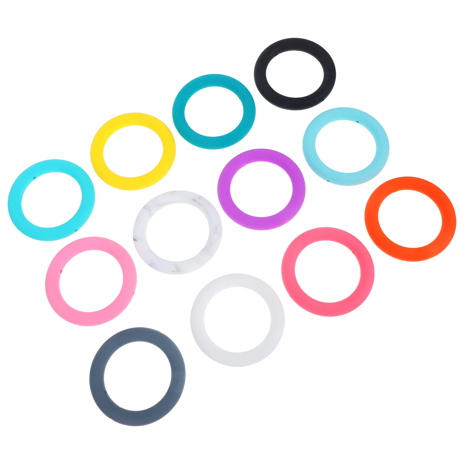 

12 Pcs Silicone Teething Ring Round Loop Keychain Multifunction Pendant Rings Silica Gel Circle Bead Baby Circles DIY Frame