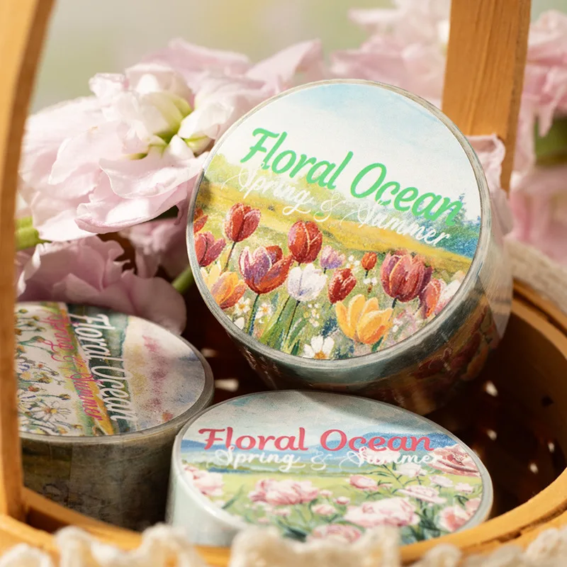 1pcs/1lot 장 접착 테이프 꽃의 바다 종이 마스킹 테이프 정크 저널 스크랩북 스티커 일본어