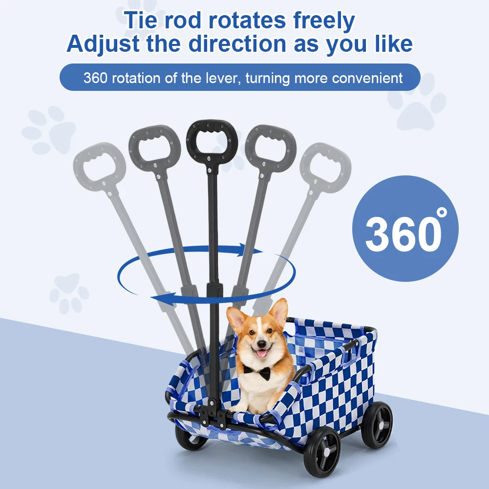 Rolling Pet Stroller Foldable Small Dogs Cats Teddy Baby Cart Lightweight Folding Trolley Portable Travel Carrier for Outdoor