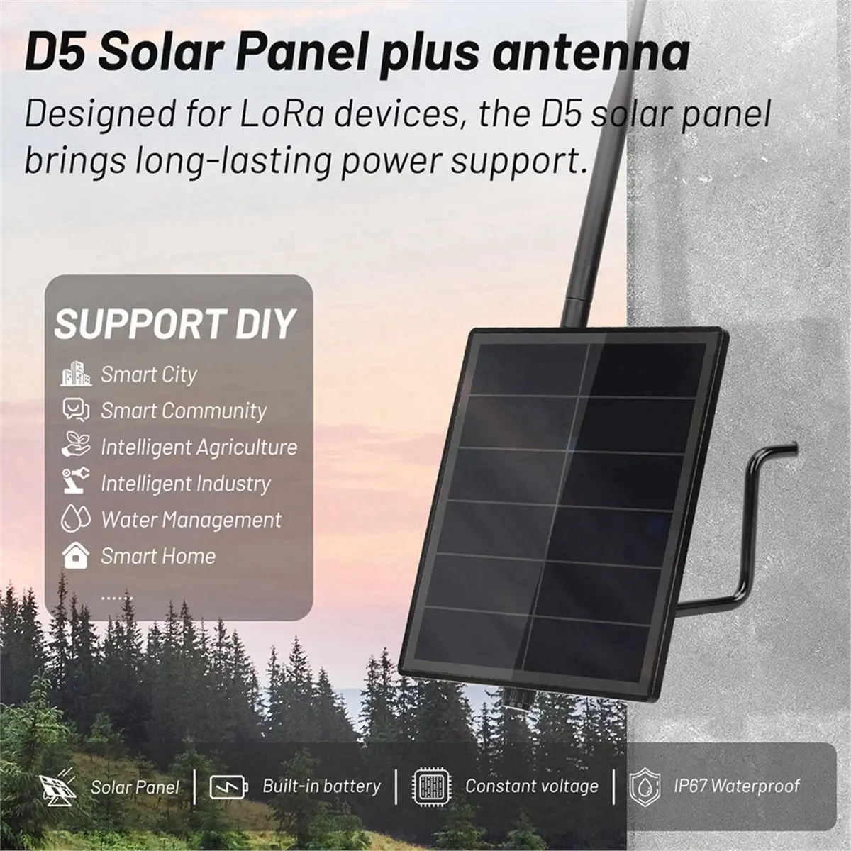 A10R D5 메쉬스타틱 메쉬 로라 노드 리피터 5W 태양광 키트 (Heltec ESP32 V3 V4 로라 모듈 IoT 장치 868MHz용)