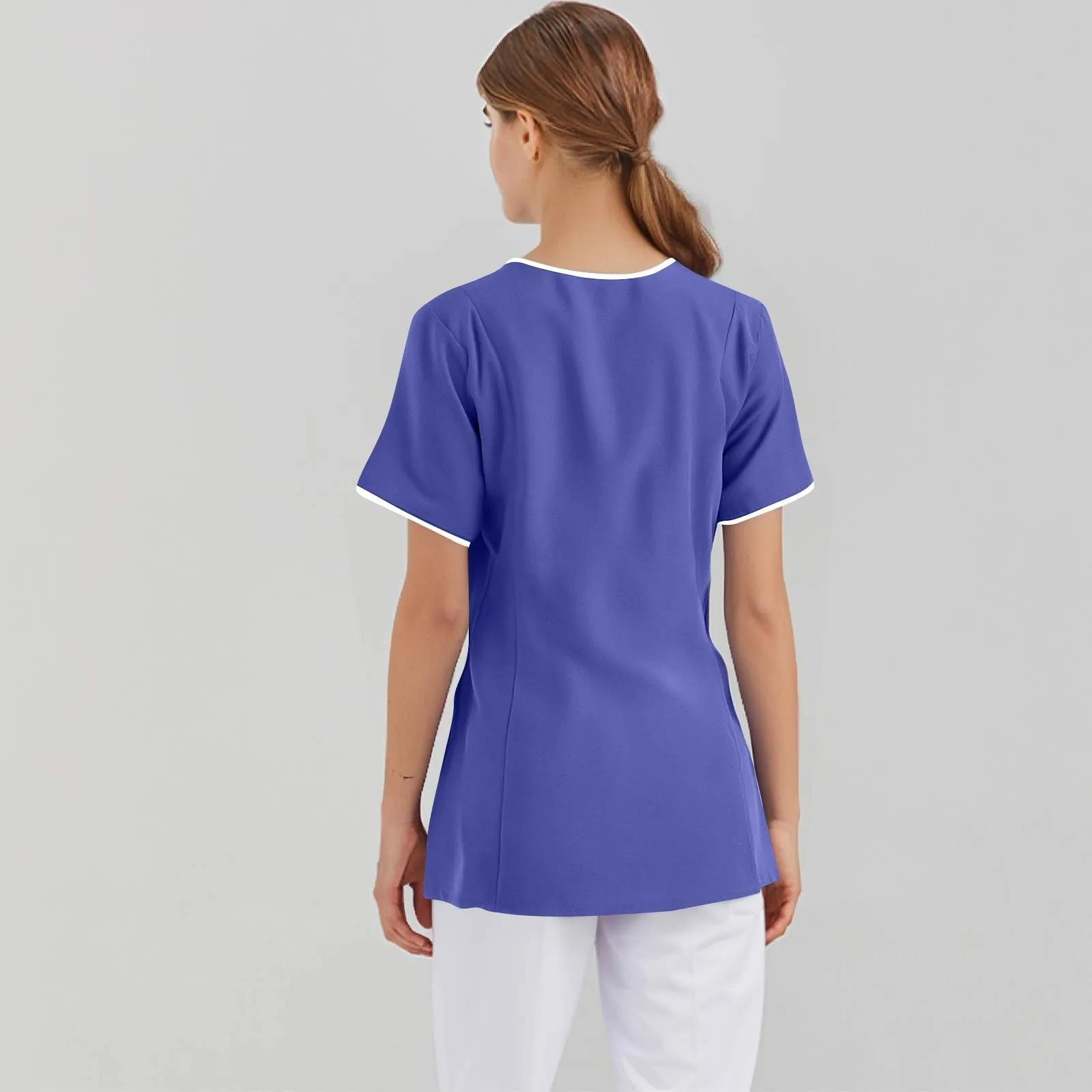 Ropa de trabajo clínica, uniforme de enfermera médica, Top de manga corta, ropa de médico, blusa médica de Color sólido,