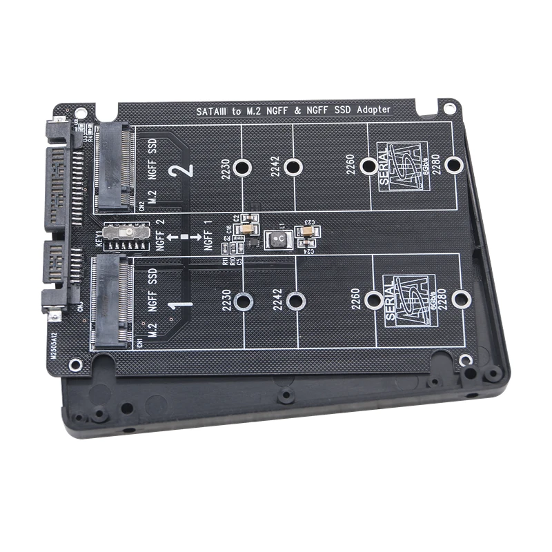 듀얼 NGFF-SATA 어댑터 2 포트 M.2 SATA SSD B 키-SATA3.0 6Gbps 라이저 보드 변환기, 2230 2242 2260 2280 M2 SSD for PC