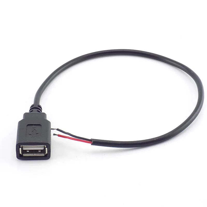 0.3/1/2M USB 2.0 Type A Female 2 Pin DIY extension power Cable DC 5V Power Supply Adapter Charge Connector Wire L19