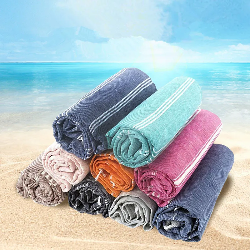 100X180cm thickened cotton Turkish sports towel tassel gym camping sauna beach swimming pool blanket absorbs water well 4
