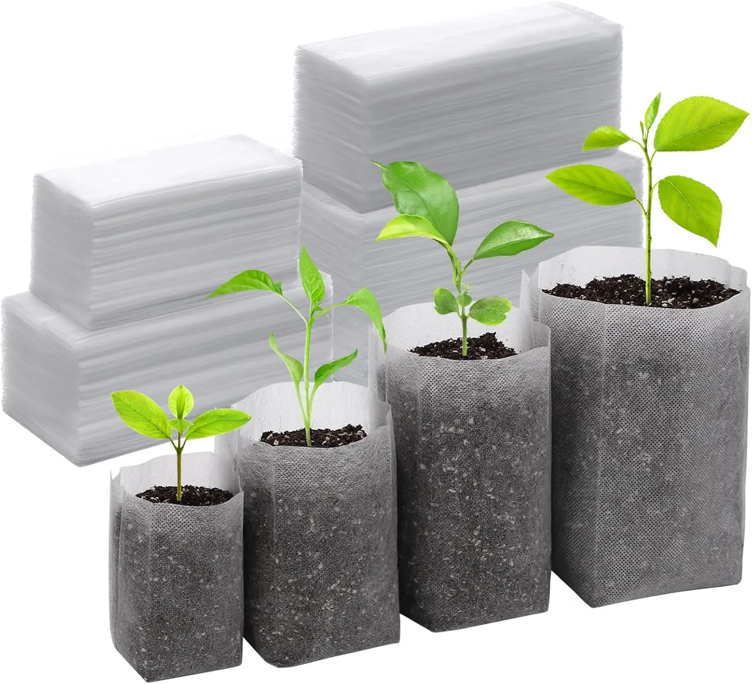 100/1000pcs Degradable Non-woven Plant Grow Bags Sapling Seed Nursery Bag Grow Pockets Planting Cultivation Pouches Garden Tools