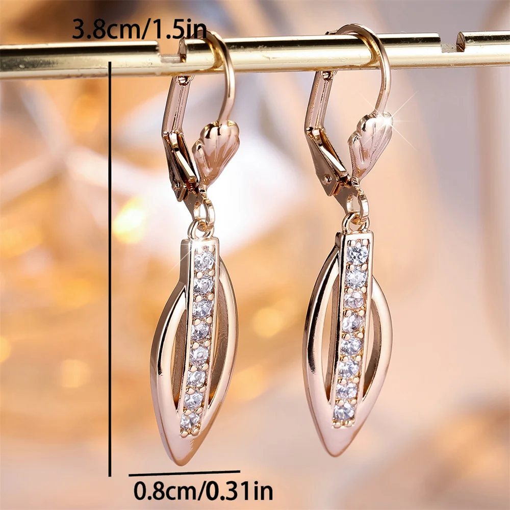 White Zircon Stone Marquise Tassel Pendant Hoop Earrings For Women Trendy Gold Color Ear Buckle Wedding Jewelry Engagement Gifts
