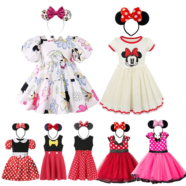 Disney Girls Dresses Princess Children's Clothing Cartoon Minnie Mouse  Print Summer Fashion Baby Minnie Mouse Dress 2023 1-10Y - AliExpress
