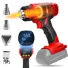 400W Cordless Heat Gun 50℃-550℃ Variable Temperature with LCD Digital Display Hot Air Gun for Milwaukee 18V Battery (No Battery) 1