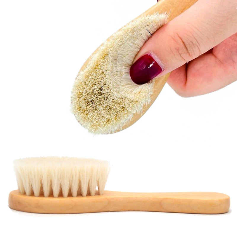 Hair Comb Brush Pure Natural Wool Baby Wooden Brush Comb Hairbrush Newborn Infant Head Massager
