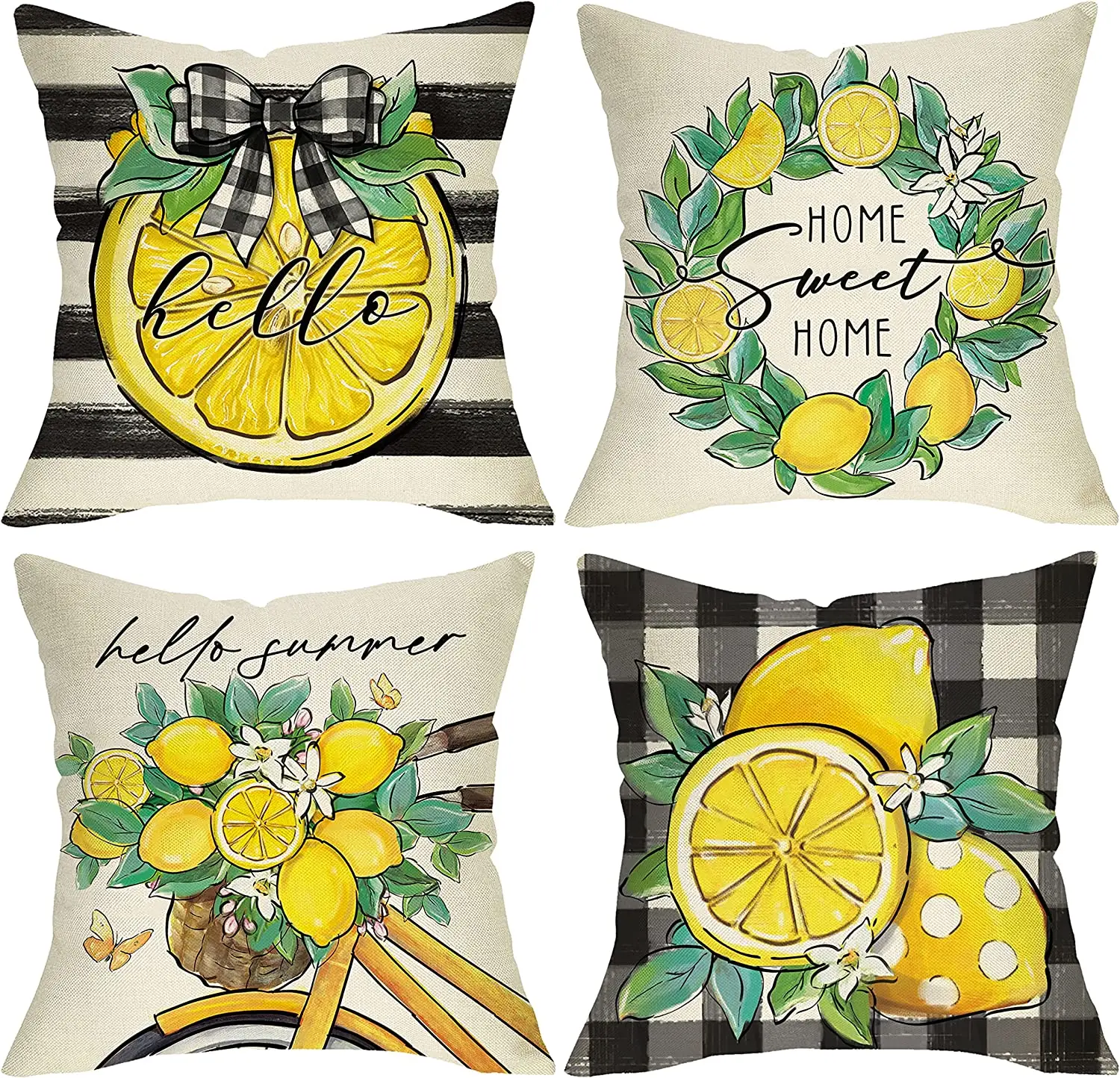 

Pillow Covers 18" x 18" Set of 2, Buffalo Check Plaid Farmhouse Design Throw Pillow Cases, Orange and Black Farmhouse