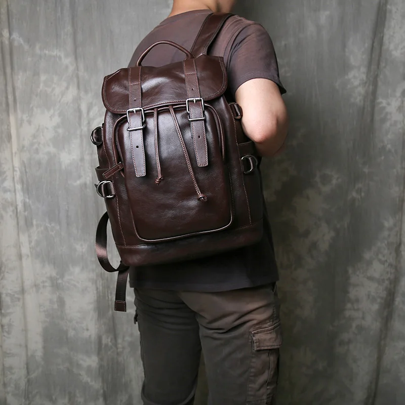 New Genuine Leather Men's Backpack With Top Layer Cowhide Large Capacity Multifunctional Casual And Fashionable Computer Bag 1