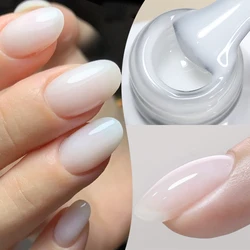 Luxurious Jelly Nude Gel Nail Polish - 10ml, 50 Chic Shades, Semi-Transparent UV LED Soak-Off Formula (Milky Jelly Gel)