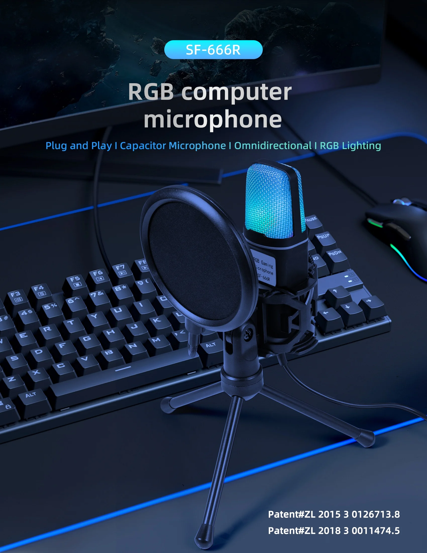 Gaming Microphone Foldable Condenser for Computer