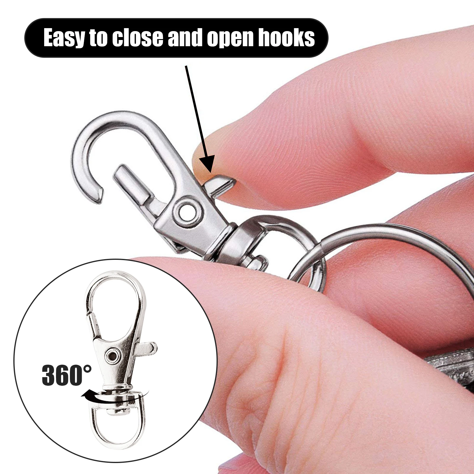 50/100Pcs Swivel Lobster Clasp Stainless Steel Swivel Keyrings Clasp D Ring Snap Hook for Jewellery DIY Crafts Keychain Making