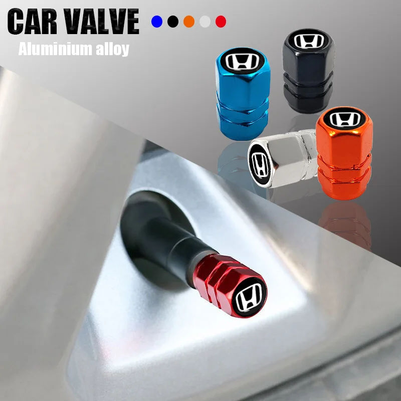 4Pcs Metal Alloy Car Tyre Stem Air Valve Caps for Honda Civic Accord