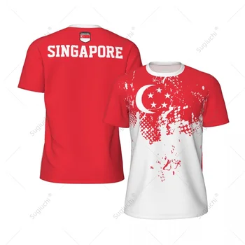 Exclusive design Singapore Flag Grain 3D Printed Men For Running Bike Soccer Tennis Fitness Sports Mesh Fans Short T-shirt 1