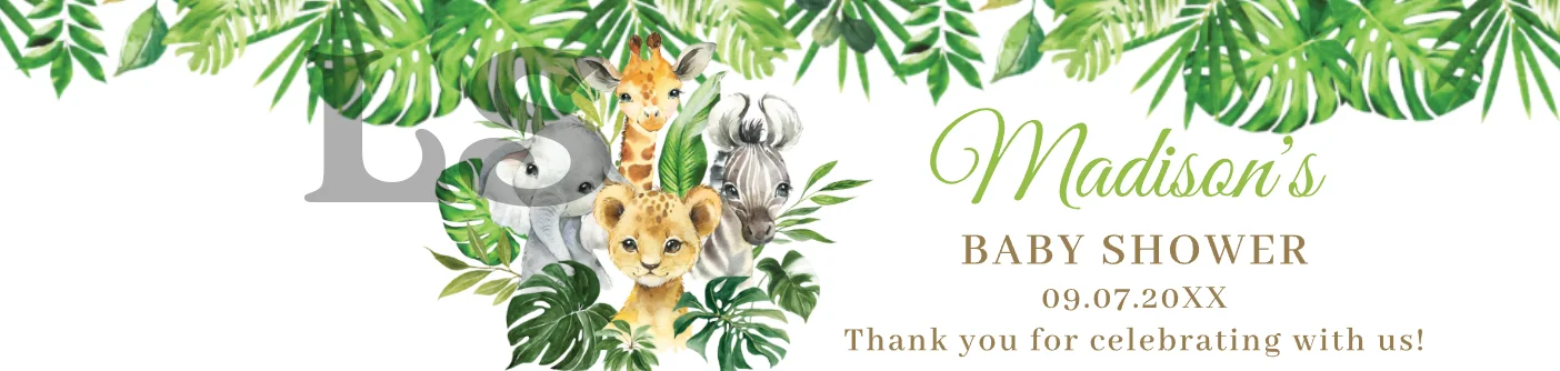 맞춤형 30 조각 야생 정글 동물 파티 유니콘 물병 스티커 라벨 첫 번째 야생 기념일 파티 베이비 샤워