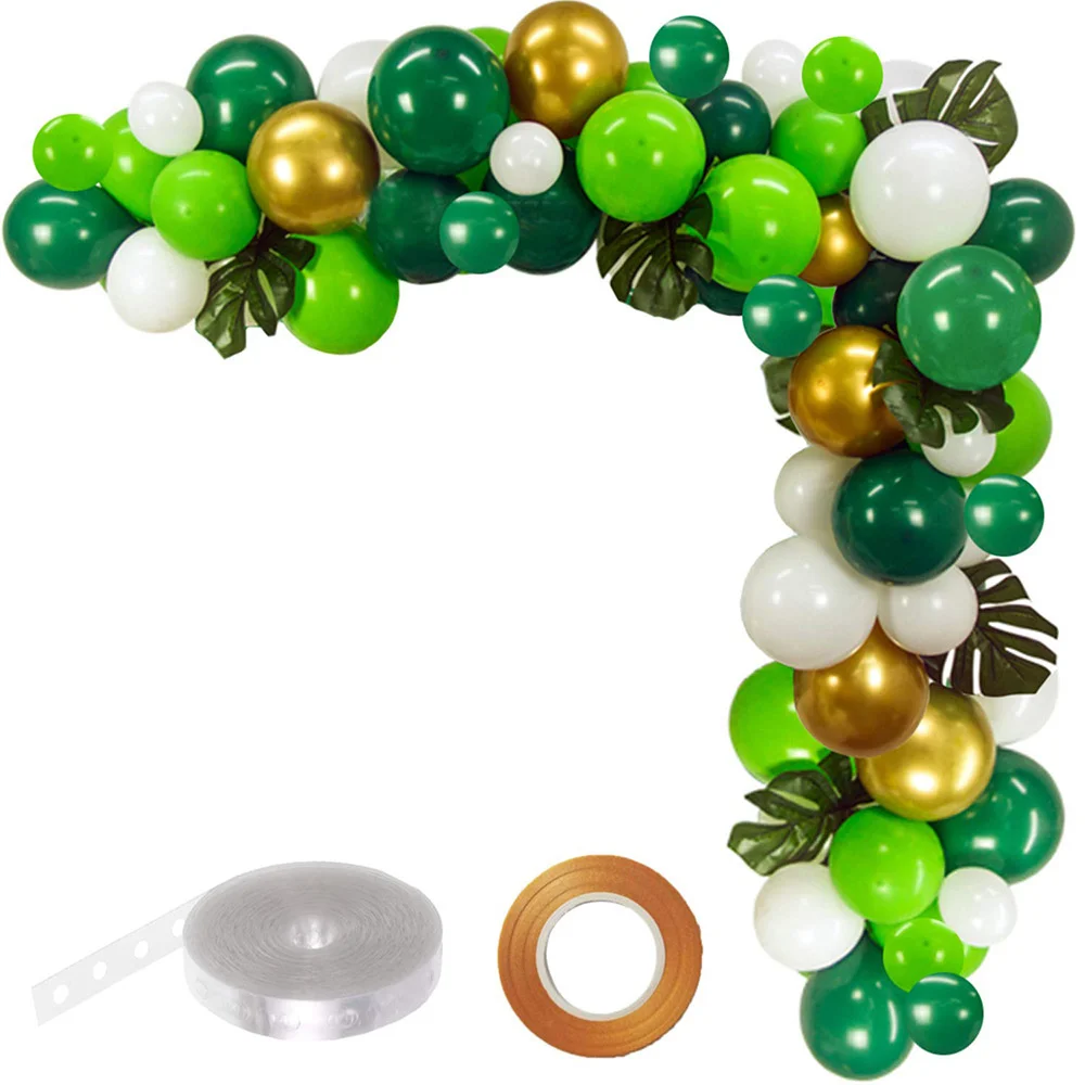 

Gold Green White Latex Balloon Garland Arch Balloon Chain Set Simulation Leaves Jungle Party Decoration Supplies