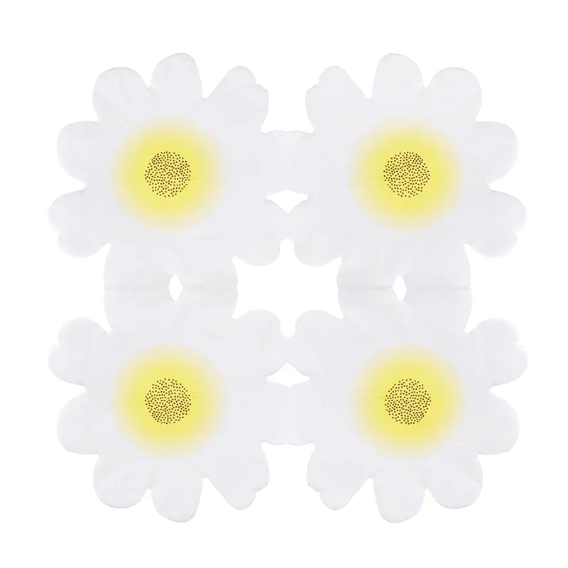 Shaped Colorful Daisy Paper Napkin Cut Edge Irregular Printing Napkin Personalized Paper Placemat 20pc Napkins Decoupage