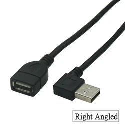 USB 2.0 Angled Extension Adapter Cable - Male to Female, Black (Available in 25cm, 50cm, 100cm) - 25cm (Right)
