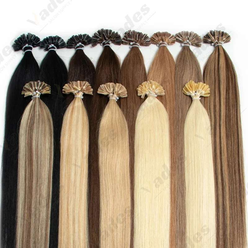 Estensioni dei capelli con punta a U Capelli umani Pre incollati Cheratina Fushion 100% veri capelli Remy Diritti serici 50 fili/confezione 50g 16-22 pollici - immagine 4