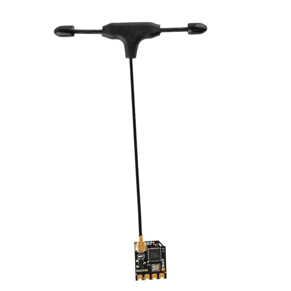 RadioMaster RP1 récepteur ExpressLRS 2.4GHz Nano installé sur un drone, vue de dessus