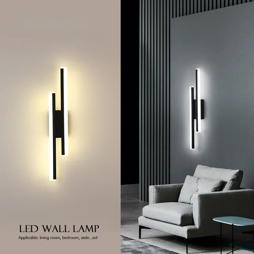 LED Wall Lamp Wall Light Nordic Acrylic Lampshade 16W Black/Gold Led Wall Light AC85-265V Wall Sconce Light Modern Lamp Up and Down Lighting Fixture