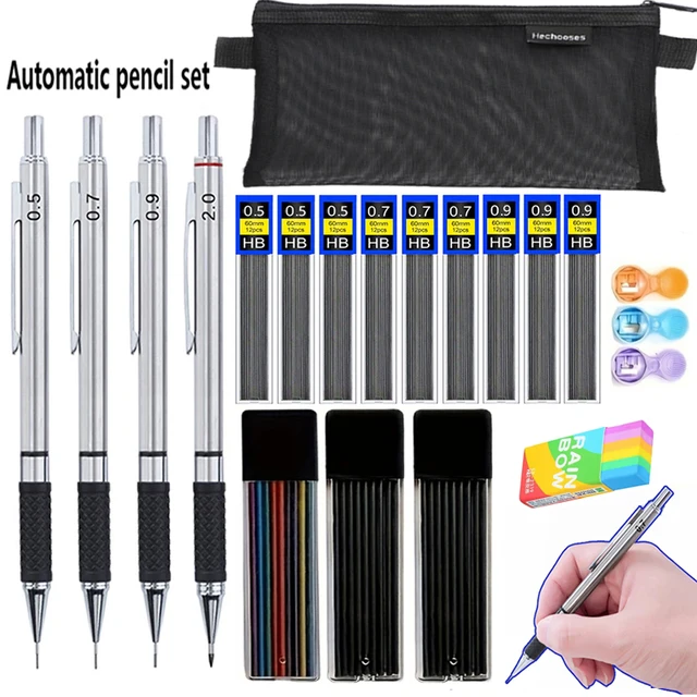 Anti Slip Soft Set Grip Handle Metal Mechanical Pencil 0.5/0.7/0.9/2.0mm Activity Automatic Pencil Drawing Sketching Writing 1