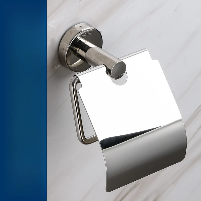 304 Stainless Steel Toilet Paper Holder Wall-Mounted No Drill, Creative Bathroom Tissue Roll Organizer for American