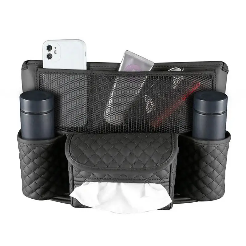 

Back Seat Storage Organizer Pure Lather Hanging Bag Car Trash Can Organizer Multi Pocket Car Trunk Organizer Auto Car Bag