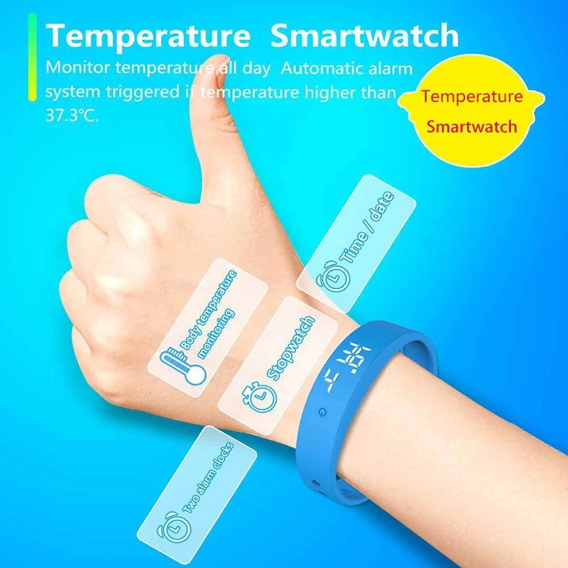 

LED Digital Smart Bracelet With Body Temperature Monitor Smart Band Vibration Alarm Reminder Waterproof Smart Clock Smartband