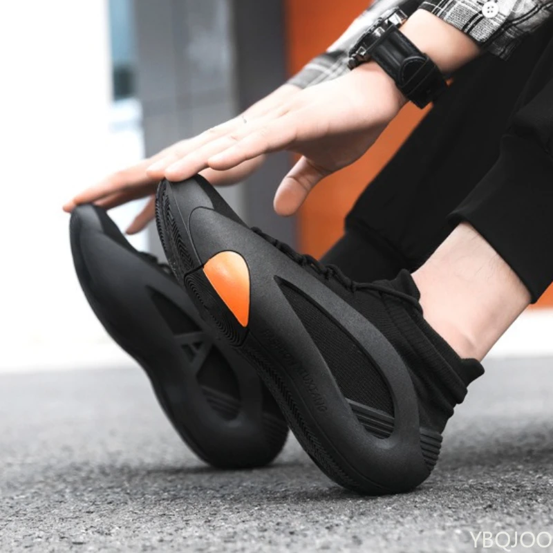 Spring and Autumn New Elastic Socks Men's Shoes Mid Top Breathable Thick Bottom Casual Large Size Men's Designer Shoes