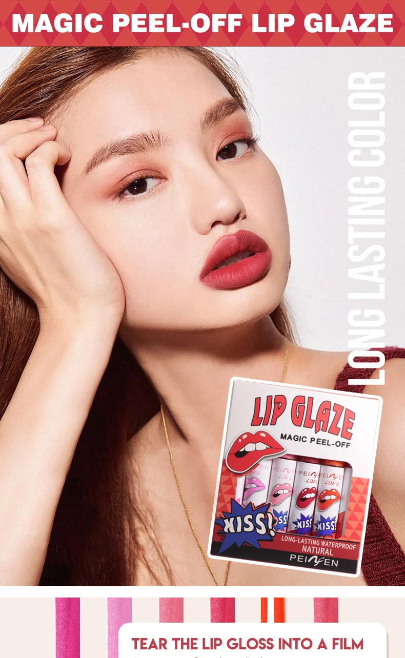 Description Picture 2 of item6 Colors Tattoo Magic Color Lip Stain Lip Tint Long Lasting Waterproof Lipstick Sets for Women Peel Off Colored Matte Sexy Color