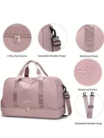 Sac de voyage extensible pour femmes, sac à main de sport, sac de Fitness, grande capacité, sac de nuit pour week-end à une épaule 6