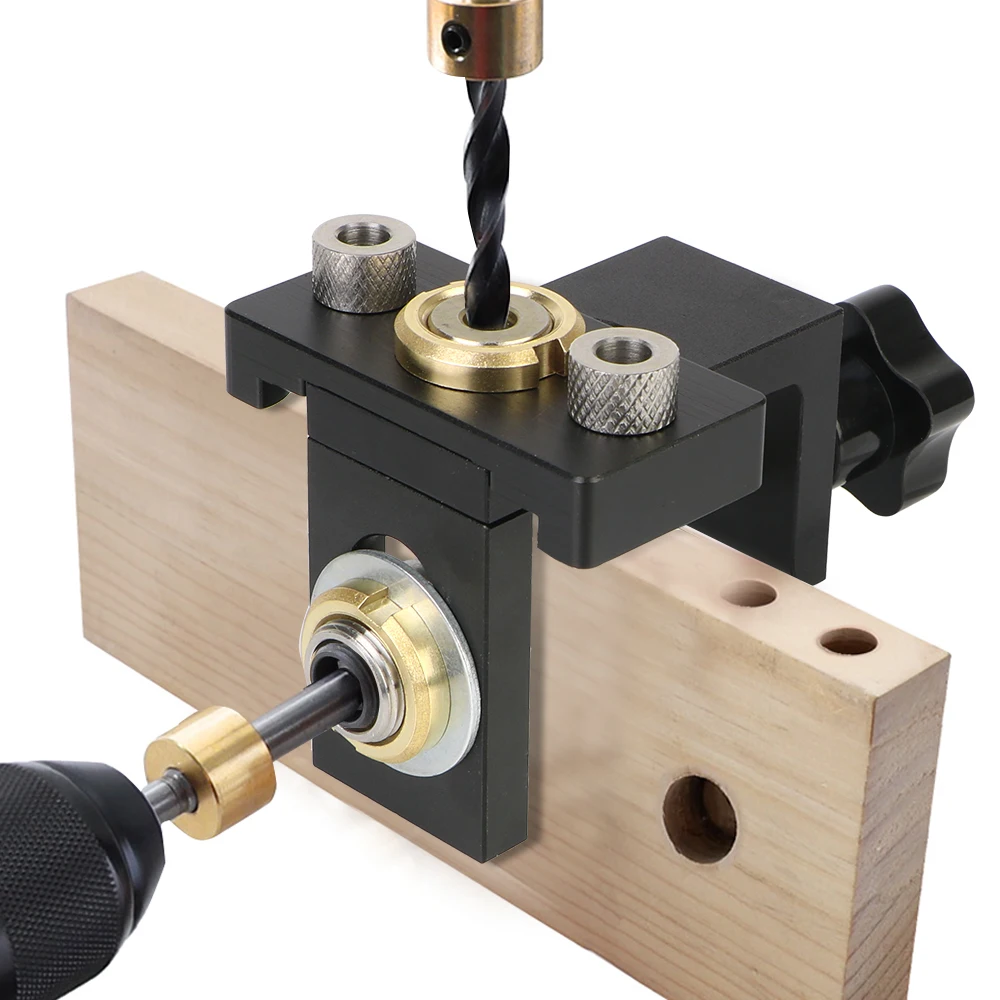 

Puncher Tools 3 In 1 With 8/15mm Drill Bit Adjustable Doweling Jig For Drilling Guide Locator Woodworking Pocket Hole Jig