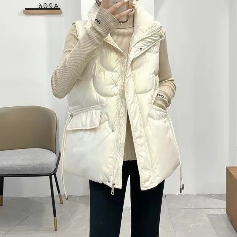 2023 New Down Cotton Vest Women Autumn Winter Short Loose Casual Waistcoat Womens Fashion Large Size Sleeveless Jacket Top