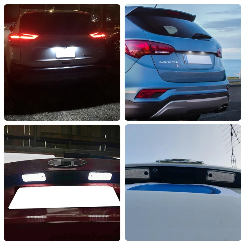 2Pcs For Hyundai Santa Fe 2013-2018 White LED Number License Plate Light