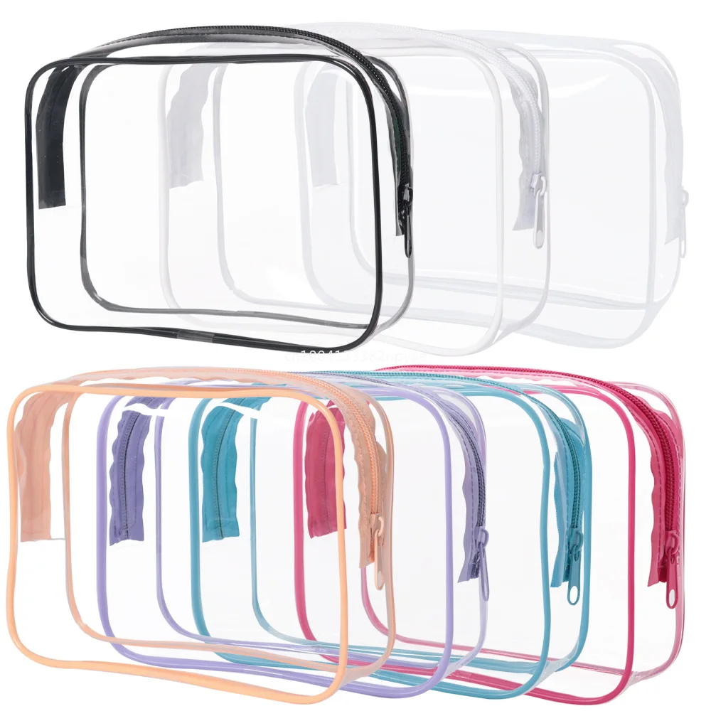 PVC Travel Storage Bag Cosmetic Bags Waterproof Transparent Cases Large Capacity Plastic Zipper Wash Bag Portable Make Up Pounch 2
