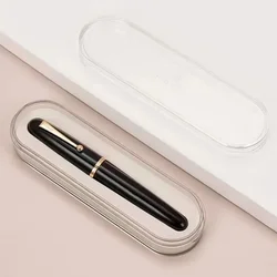 Acrylic Transparent Fountain Pen with High-Capacity Ink Converter - M(Approx 0.7mm) (Black with Box)