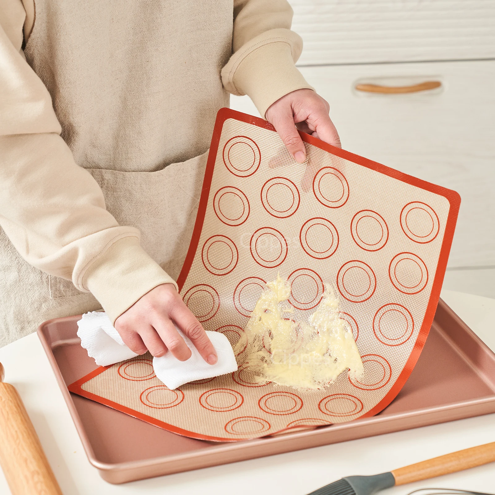 5PCS Silicone Baking Mats Set, Non-Stick, Reusable, Heat-Resistant, for Oven, Air Fryer, Baking Cookies, Macaron, Bread, Pastry