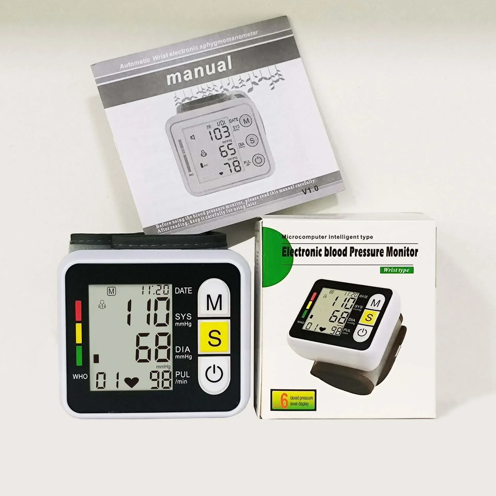 LCD Display Wrist Blood Pressure Monitor Tonometer Tensiometer Automatic Digital Pulsometer Sphygmomanometer Family Diagnostic 4