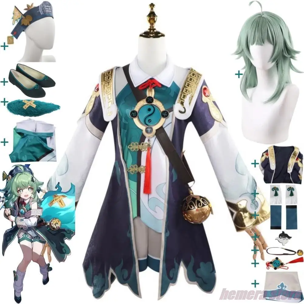 

Game Honkai: Star Rail Huohuo Cosplay Costume Wig Tail Shoes Anime Xianzhou Alliance Uniform Halloween Stage Performance Suit