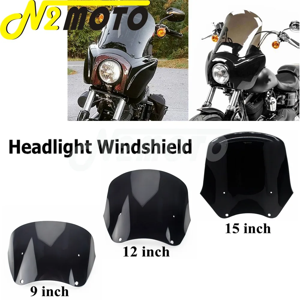 Carenage De Phare MG5 Avec Pare-Brise Fumé Pour Harley Softail Street Bob 2018-2020 - Kit De Montage Complet