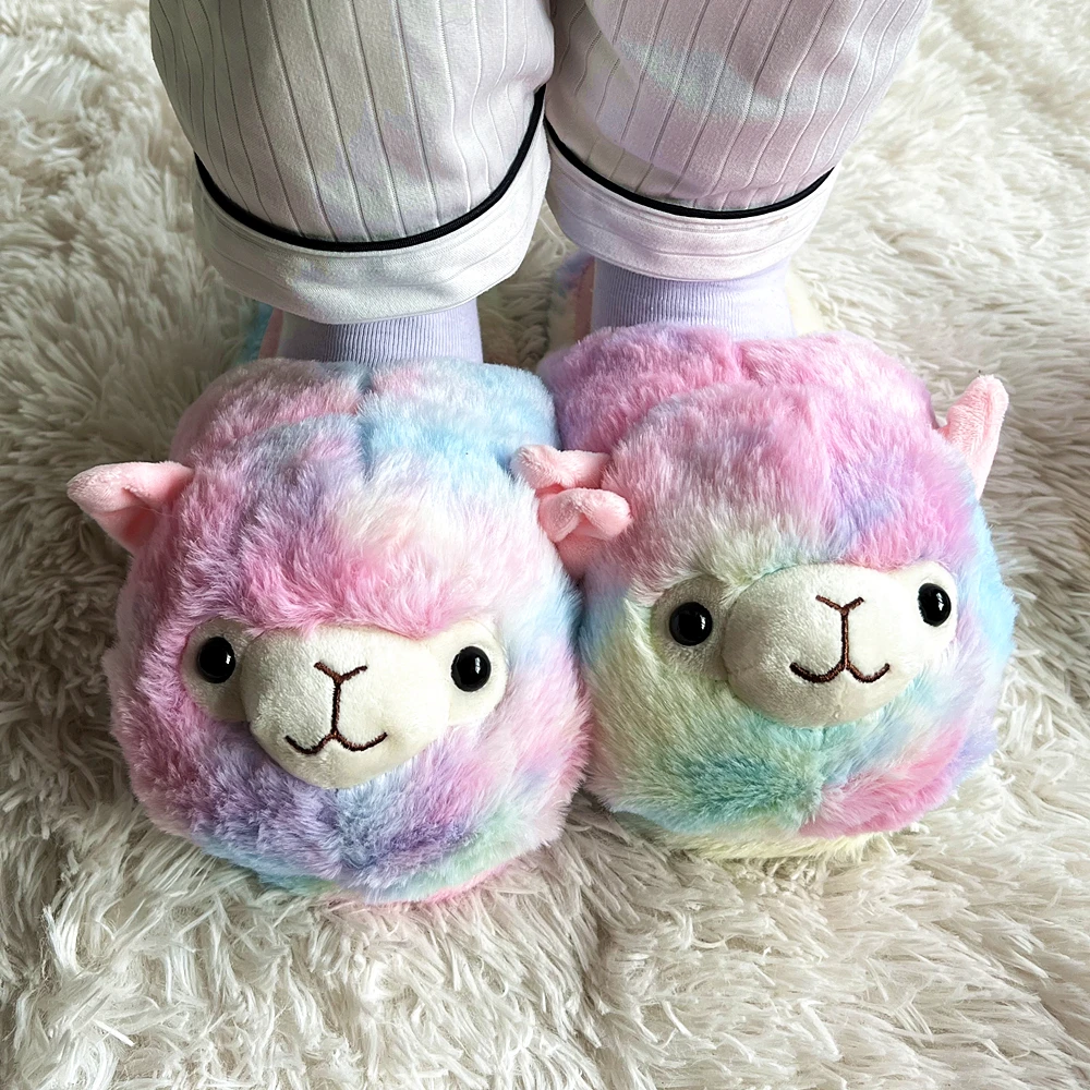 Fluffy Furry Fuzzy Alpaca Fur Slippers