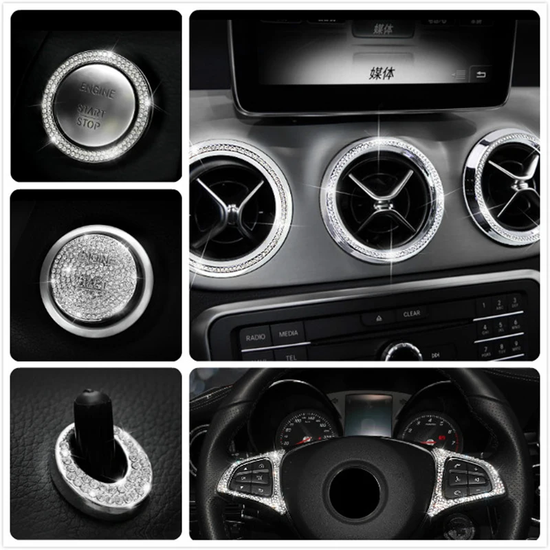 

Diamond Car Air Outlet Interior Modified Steering Wheel Stickers For Mercedes-Benz GLA200 CLA220 CLA260 2015-2019 Accessories