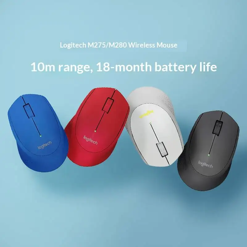 로지텍 M280 무선 마우스 2.4GHz 나노 수신기 1000 DPI 컴포트 그립 18개월 배터리 수명 사무실용 노트북 PC용